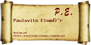 Paulovits Elemér névjegykártya