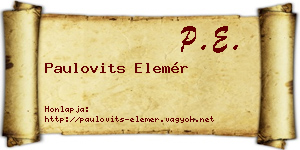 Paulovits Elemér névjegykártya